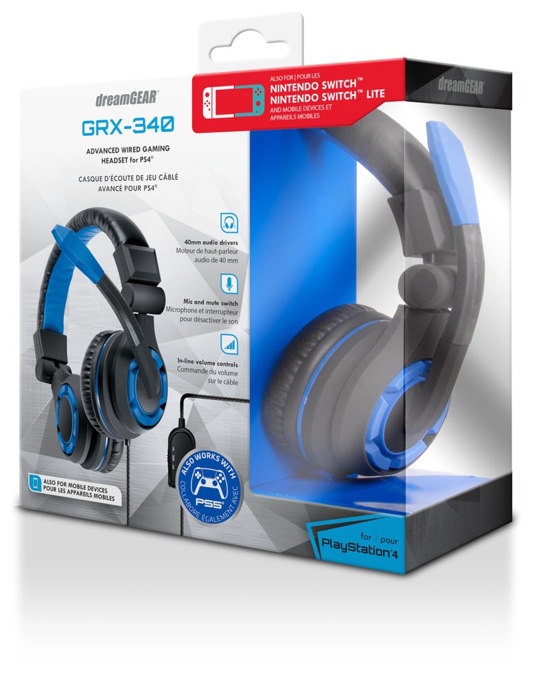 dreamGEAR Grx-340 High Performance, Wired Stereo Gaming Headset for PS5/PS4: 40mm Drivers, Compatible with Xbox One/Series X and S/Switch - Image 1